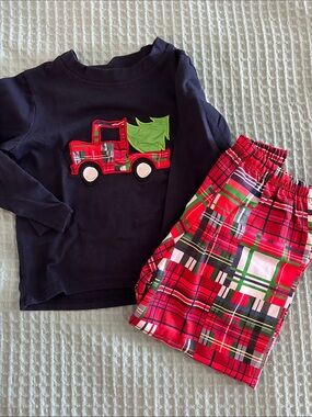 Christmas truck appliqué matching set (3t-4t)